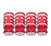 Beavorty 4piezas Tapones de Válvula Hexagonales Rojos de Aluminio Diseño Multi Ranura Aplicables con Neumáticos Americanos para Coches y Bicicletas Pack de Duraderas y Compatibles