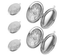 Beavorty 5 Piezas Colgantes Ovalados Inoxidable para Fotos con Floral Vintage de Fotos para Collar DIY Locket para Recuerdos Accesorios de Joyería para Mujer