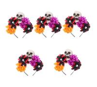 Beavorty 5 Piezas Diadema Con Rosa De Calavera Diademas De Velo De Traje Diademas De Moda Tocado De Flores Para Niñas Cintas Para La Cabeza Decoraciones Para El Cabello El Plastico