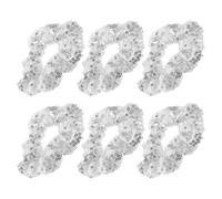 Beavorty 6 Coleteros Elásticos Lentejuelas Plateadas Grandes Cabello de Mujer y Niña, Accesorios Brillantes Estilo Discoteca para Fiestas, Gimnasia y Peinados Vintage, Pack 6