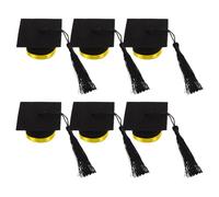Beavorty 6 Piezas Adorno para Botella Forma de Birrete de Graduación en Miniatura, Tapón de Vino Divertido de Fieltro Amarillo para Fiestas y Celebraciones de Graduación