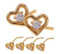 Beavorty 6 Piezas De Aros Para La Nariz Con Forma De Corazón Y Gancho Torcido Sin Puño Para Cartílago Pequeños Anillos Para La Nariz Para Mujer