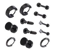 Beavorty 6Pares Of Stainless Steel Ear Studs And Earrings For Men And Women Ear Jewelry Various Styles For Daily Wear