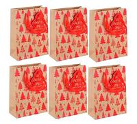 Beavorty 6piezas Bolsas De Obsequio Navideñas De Papel Para Regalos Diseño De Árbol De Navidad y Etiqueta De Pino Para Fiestas De Navidad y Regalos Festivos
