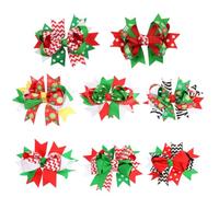 Beavorty 8 Piezas pinzas navideñas para el cabello diademas para el pelo horquilla de navidad cinta hair clips horquillas moño pinzas para el cabello con lazo lazos de pelo de navidad tela
