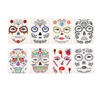 Beavorty 8hojas Pegatinas Cara Halloween Decoraciones Faciales Cosméticas Maquillaje Facial