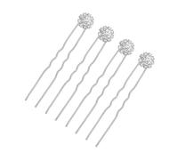 Beavorty Accesorios para El Cabello Paquete de 12 Horquillas para El Cabello de Novia en Forma de U Horquillas Artificiales Plateadas con Diamantes de Imitación para Bodas Cumpleaños Y Aniversarios