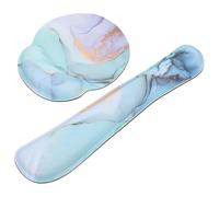 Beavorty Alfombrilla de Ratón Cojín de Memoria para Muñeca, Soporte Ergonómico Antideslizante para Teclado, Tamaño Compacto, Color Jade Dorado, Set para Oficina y Juegos