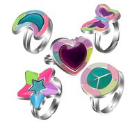 Beavorty Anillos De Estado De Ánimo Ajustables Para Mujer, Aleación Antioxidante, Cambio De Color Sensible Al Calor, Decoración Elegante Para Uso Diario y Ocasiones Obsequios, Incluye 5 Modelos Únicos