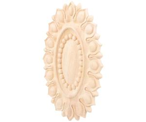 Beavorty Aplique Tallado de Madera Natural sin Pintar para Muebles y Puertas, Diseño Ovalado Estilo Europeo, 23 X 15 Cm, Decoración para Gabinetes y Bricolaje Hogar