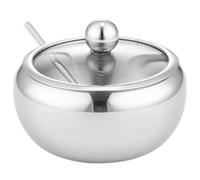 Beavorty Azucarero de Acero Inoxidable 304 con Tapa y Cuchara, Tarro para Condimentos 450 Ml, Contenedor de Sal y Azúcar para Cocina, Organizador Moderno y Duradero