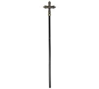 Beavorty Báculo de Cruz Papal de 114 CM para Disfraz Religioso Accesorio de Cosplay para Sacerdotes y Magos Bastón de Halloween para Adultos y Acabado Cepillado Plata Envejecida