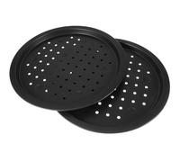 Beavorty Bandeja Redondas para Horno de Pizza Antiadherente de Acero al Carbono Negro, Resistente al Calor y Desgaste, Paquete de 2 Unidades para Cenas Familiares y Fiestas