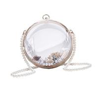 Beavorty Bolso Bandolera Pequeño Esférico Transparente con Cadena de Perlas para Ocasiones Variadas y