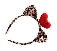 Beavorty Bonita Diadema Con Orejas De Gato Y Estampado De Leopardo Para Mujer Accesorio En Forma De Corazón Para El Día De San Valentín Para Cosplay Maquillaje Y Yoga