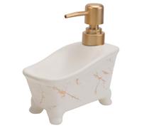 Beavorty Botella de Loción Tipo Prensado para Baño, Recipiente Multiusos de Cerámica Blanca Diseño Mármol, Capacidad 1 Unidad, Adecuado para Champú, Gel y Jabón Líquido