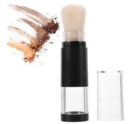 Beavorty Brocha de maquillaje retráctil de viaje Kabuki en polvo con botellas de polvo sueltas recargables, cepillo líquido facial portátil con cubierta para mezclar crema líquida