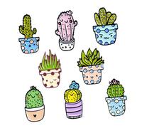 Beavorty Broche De Cactus Dibujos Animados Creativos Aleación Aceite 8 Piezas Set Para Mujer Moda Casual Decoración Elegante y Delicada