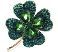 Beavorty Broche de Cuatro de Clover con Piedras Brillantes para Mujeres Accesorio Elegante para Cumpleaños y para Vestidos y Suéteres con Especial Verde