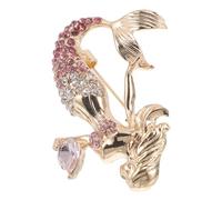 Beavorty Broche de Sirena para Mujer Gemas de Imitación, Pin de Solapa Rosa Brillante, Accesorio Ligero para Bufandas y Suéter, Joyería Temática del Océano para Uso Diario y Fiestas