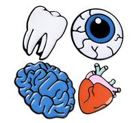 Beavorty Broches Creativos De Órganos Humanos Para Mujer Pin De Esmalte Forma De Cerebro, Corazón, Globo Ocular y Diente Accesorio Divertido Para Mochilas, Ropa y Fiesta Diseño Detallado 4 Piezas