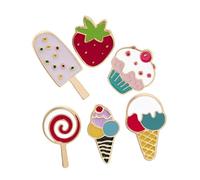 Beavorty Broches Infantiles De Helado y Piruleta Coloridos - Acrílico Liviano - Accesorios Para Fiesta y Verano - Para Camisetas, Mochilas y Vestidos - Set De 6 Unidades Pequeñas y Llamativas