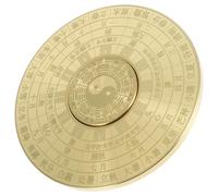 Beavorty Brújula China Portátil de Latón Vintage, Brújula Metálica Taoísta Pequeña y Ligera, Diseño Doble Cara Espejo Bagua Giratorio, Decoración Retro para Hogar y Exteriores