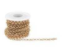 Beavorty Cadena de Aluminio Dorada 5 Mm Carrete de 5 Yardas para Fabricación de Joyas Pulsera de Cadena DIY Accesorio para Bolsos y Manualidades para Bisutería Artesanal