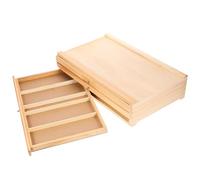 Beavorty Caja de Almacenamiento de Madera para Pinceles y Bolígrafos, Organizador de Escritorio 3 Cajones Multilayer para Arte y Manualidades, Portapinceles Práctico para Estudiantes