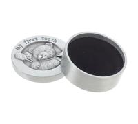 Beavorty Caja de Recuerdos de Dientes, Estuche Dental de Aleación Plata, Caja de Metal para Guardar los Primeros Dientes, Diseño Decorativo para Bebés E Infantes, Recuerdo para Shower