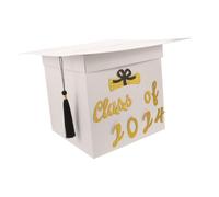 Beavorty Caja para Tarjetas de Graduación Forma de Gorro con Decoración Elegante para Fiesta y Bachillerato Caja para Mensajes y Votos de Graduación