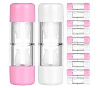 Beavorty Caja Rígida Permeable al Gas para Lentes de Contacto Rgp y Esclerales Estuche Portátil Rosa y 12 Unidades Compartimentos Independientes para Viaje y Cuidado Seguro