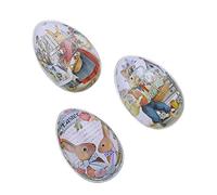 Beavorty Cajas de Dulces de Hojalata para Pascua en Forma de Huevo Dulces Varios estilos Set de 3 Piezas Diseño de Dibujos Animados, para Almacenar y Decorar