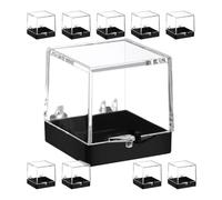 Beavorty Cajas Transparentes Cuadradas para Exhibición y Almacenamiento de Minerales y Muestras, Contenedores de Metacrilato 35x35x35 Mm Base Negra, Pack de 10 Unidades para Manualidades
