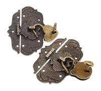 Beavorty Cerrojo Decorativo Vintage de Aleación Zinc Pequeño Candados Mini Oso y Corazón Llave, Juego 2 Piezas para Joyero, Caja y Armario, Cierre de Broche Seguro y Retro