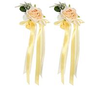 Beavorty Cinta de Flores Artificiales para Boda 2 Uds. Decoración para Silla de Fiesta, Tiradores de Puerta, Espejo Retrovisor y Pasillo