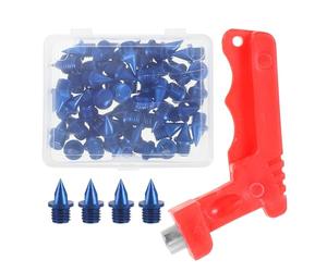 Beavorty Clavos para Zapatillas de Pista Azules, con Llave | Acero y Plástico, Repuesto para Salto de Longitud y Atletismo, Caja Incluida, Fácil de Atornillar