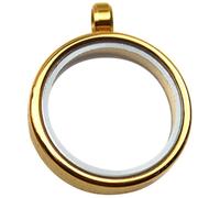 Beavorty Colgante Redondo de Medallón de Acero Inoxidable Bisel Abierto y Vidrio, Collar Charm para Fotos de Doble Cara, Joyería DIY para Manualidades y Regalos Personalizados