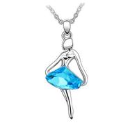Beavorty Collar de ballet de cristal collar de mujer cadena de cuello dama collar de ángel colgante de bailarina de ballet Azul