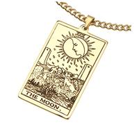 Beavorty Collar para Hombre con Colgante de Tarot Solar Acero Inoxidable Chapado Joyería Religiosa para Suéter para Ocasiones Especiales