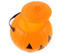 Beavorty Cubo de Plástico para Dulces de Halloween Gran Capacidad, Diseño Creativo en Forma de Calabaza Naranja, Portátil y Reutilizable para Fiestas y Regalos