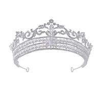 Beavorty De Decoración De Pelo Nupcial Accesorio De Vestuario Decoración De Bodas Atuendo Tiara Decorativa Diadema De Reina Real Diadema De Boda Joyas Silver Aleación De Zinc