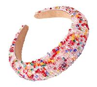 Beavorty Diadema de Cristal para Mujer 1 Unidad Gruesa Esponja Brillo Colorida para Bodas y Fiestas Accesorios Cabello Elegante y Amplia