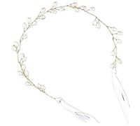 Beavorty Diadema De Perlas Artesanal Para Novia Cristales Para Fiestas y Bodas Color Dorada Accesorio De Cabello Perlas