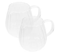 Beavorty Dispensador de Leche de Vidrio Transparente 2 Piezas, Jarra Pequeña con Diseño de Rayas, Vaso para Crema y Café para Fiestas y Uso en Restaurante, Resistente y Portátil