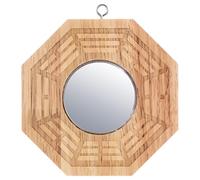 Beavorty Espejo Bagua de Madera Convexo Pequeño para Entrada y Jardín Decoración de Pared Vintage Artesanal Espiritual