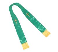 Beavorty Estola Sacerdotal Reversible de 135 Cm con Bordado de Cruz y Borlas, Chal de Pastor Unisex para Bodas y Ceremonias Religiosas, Faja de Coro Verde, Accesorio Litúrgico para Iglesia