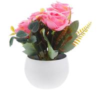 Beavorty Flor Artificial en Maceta, Plantas Artificiales en Maceta, Rosa, Plástico y Flor de Seda, Altamente Simulada, Decorativa, Fácil de Cuidar, para Padres, Mesa de Escritorio y