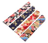 Beavorty Funda para Abanico de Mano de Estilo Japonés, Tela de Brocado de Seda, Fácil de Abrir y Transportar, Paquete de 4 Piezas para Uso Diario y Bodas