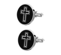 Beavorty Gemelos Masculinos de Acero con Diseño de Cruz Negra Botones Decorativos para Camisa Accesorios de Ropa Elegantes para Uso Diario y Fiestas 1 Par